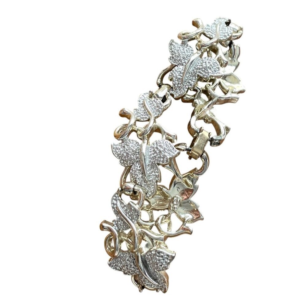 Sarah Coventry Whispering Leaf vintage silver-tone link bracelet fairycore
